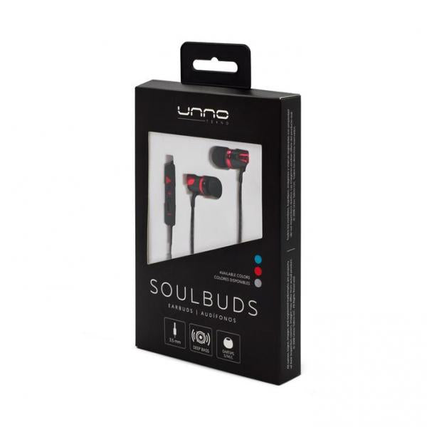 AUDIFONO UNNO TEKNO SOULBUDS ALÁMBRICO 3.5MM HS7009RD ROJO