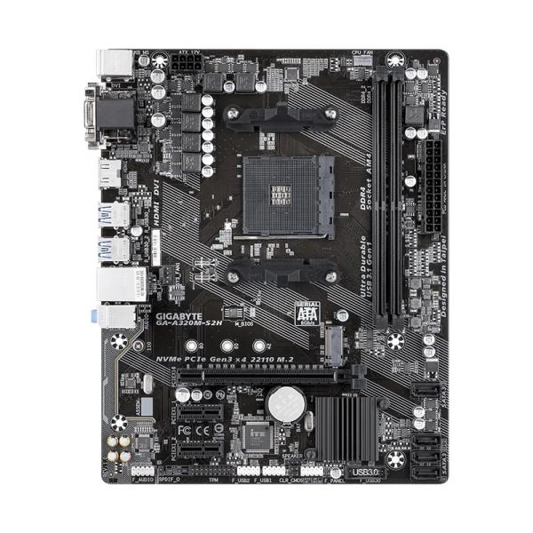 TARJETA MADRE GIGABYTE GA-A320M-S2H AM4 MICRO-ATX DDR4 NEGRO