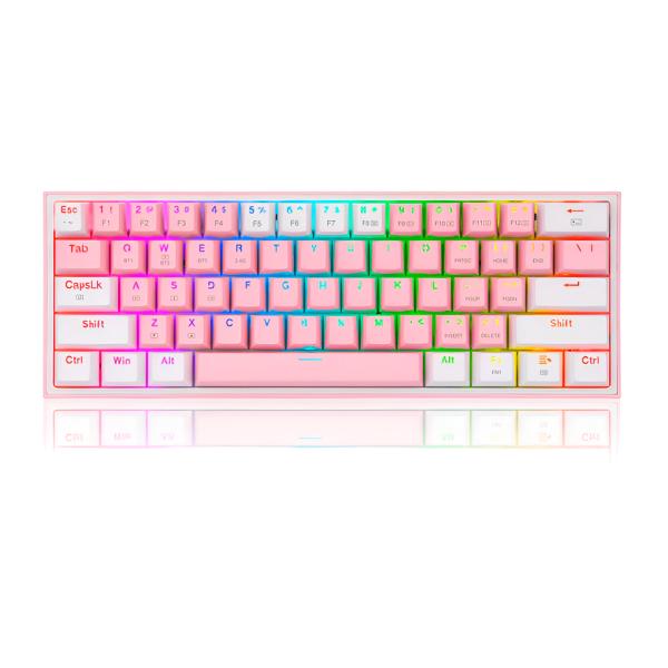 TECLADO GAMING RGB REDRAGON FIZZ PRO K616 MECÁNICO INALÁMBRICO BLUETOOTH INGLÉS SWITCH ROJO ROSADO / BLANCO