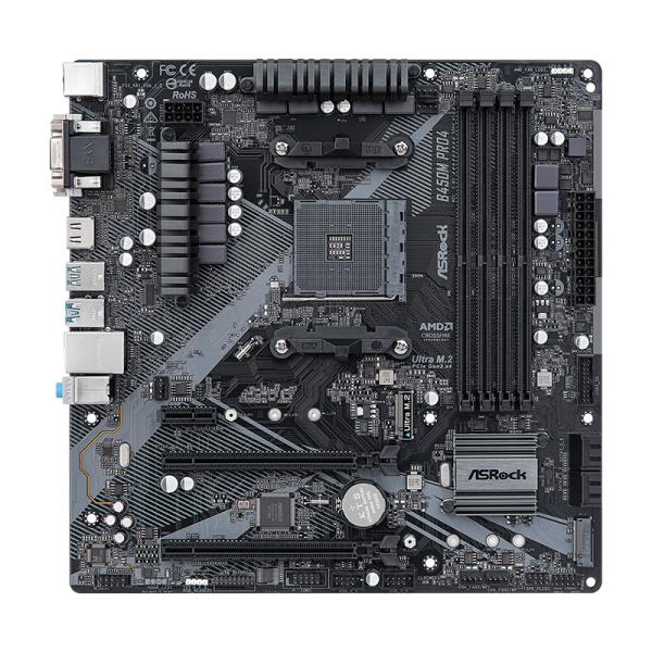 TARJETA MADRE ASROCK B450M PRO4 R2.0 AM4 MICRO ATX DDR4 NEGRO