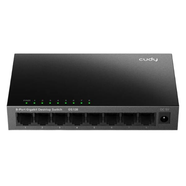 SWITCH CUDY GS108 4.0 8 PUERTOS GIGABIT ETHERNET 170 M GIGABIT NO ADMINISTRABLE NEGRO