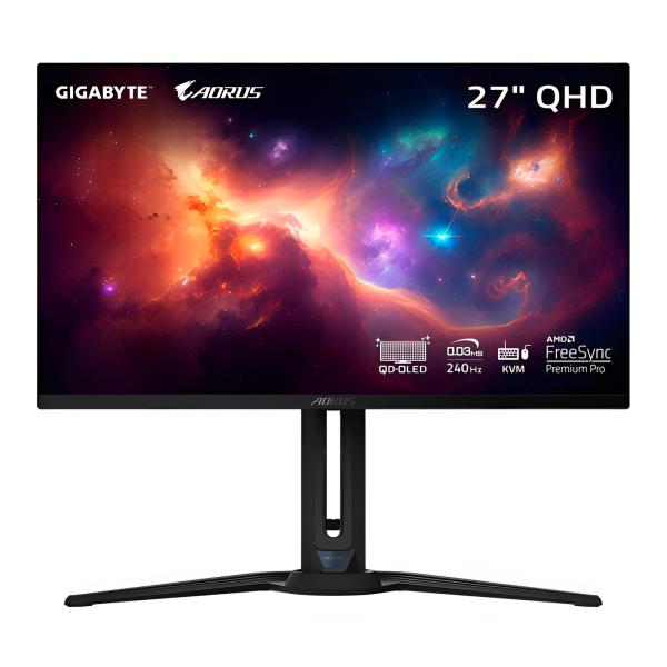 MONITOR GAMING 27" GIGABYTE AORUS FO27Q2 SA OLED FHD 2560X1440 0.03MS GT 240HZ IPS FREESYNC PREMIUM PRO ULTRAWIDE ALTURA AJUSTABLE KVM HDMI DP TYPE-C CURVO NEGRO FO27Q2