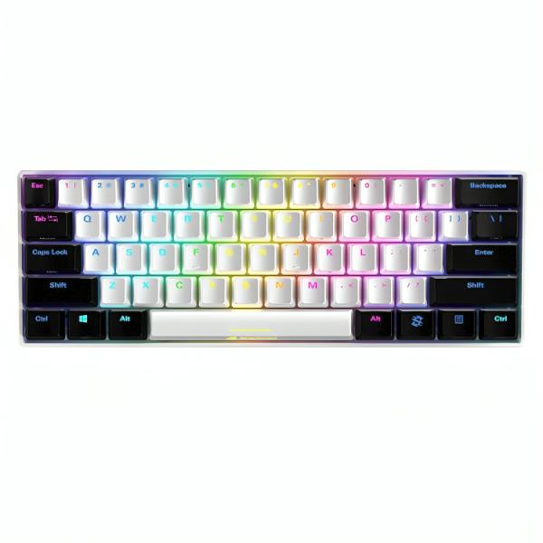 TECLADO GAMING RGB SHARKOON SKILLER SGK50 S4 TKL MECÁNICO ALÁMBRICO USB INGLÉS SWITCH ROJO 4044951033843 BLANCO