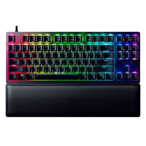 TECLADO GAMING RGB RAZER HUNTSMAN V2 TKL MECÁNICO ALÁMBRICO USB INGLÉS SWITCH MORADO RZ03-03940400-R3U1 NEGRO