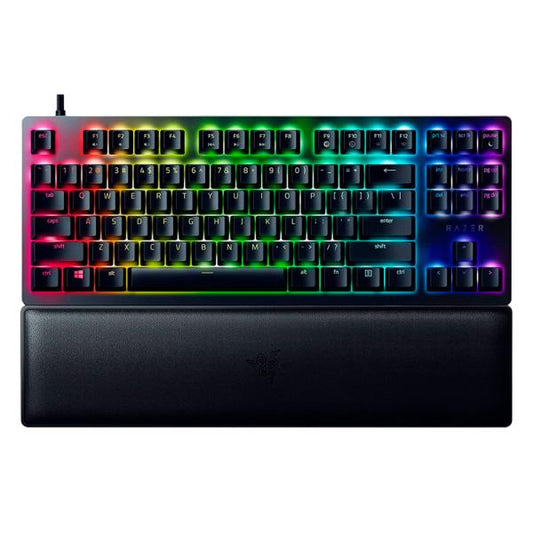 TECLADO GAMING RGB RAZER HUNTSMAN V2 TKL MECÁNICO ALÁMBRICO USB INGLÉS SWITCH MORADO RZ03-03940400-R3U1 NEGRO