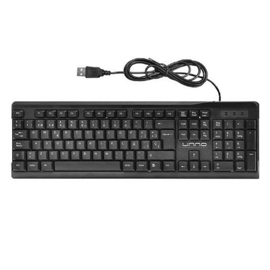 TECLADO UNNO TEKNO KLASS MEMBRANA ALÁMBRICO USB ESPAÑOL KB6701BK NEGRO