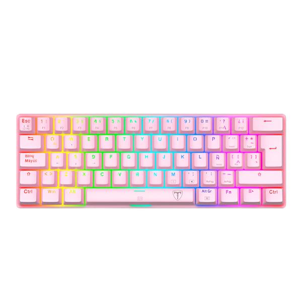 TECLADO GAMING RGB REDRAGON T-DAGGER ARENA TGK321P MECÁNICO ALÁMBRICO USB ESPAÑOL SWITCH ROJO T TGK321P RGB SP ROSADO