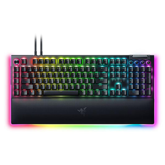 TECLADO GAMING RGB RAZER BLACKWIDOW V4 PRO MECÁNICO ALÁMBRICO USB INGLÉS SWITCH AMARILLO RZ03-04681900-R3U1 NEGRO