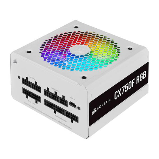 FUENTE DE PODER CORSAIR CX750F RGB WHITE 750W 80 PLUS BRONZE FULL MODULAR ATX CP-9020227-NA BLANCO