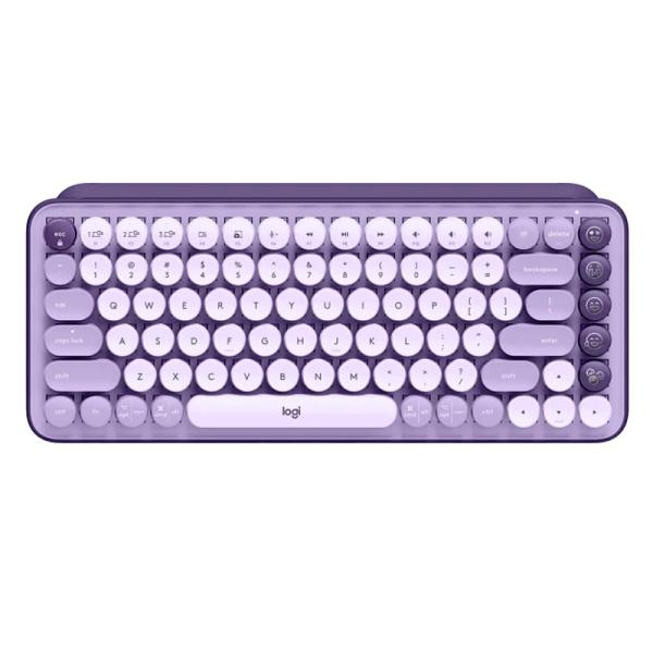 TECLADO LOGITECH POP KEYS MECÁNICO INALÁMBRICO BLUETOOTH ESPAÑOL SWITCH CAFÉ 920-011519 LILA