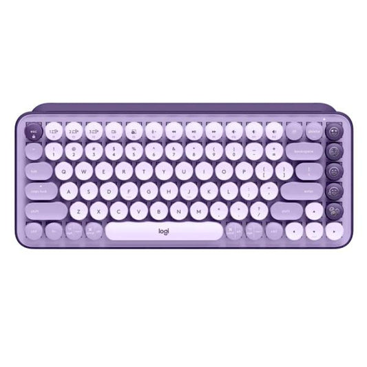 TECLADO LOGITECH POP KEYS MECÁNICO INALÁMBRICO BLUETOOTH ESPAÑOL SWITCH CAFÉ 920-011519 LILA