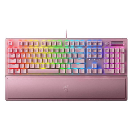TECLADO GAMING RGB RAZER BLACKWIDOW V3 MEMBRANA MECÁNICO ALÁMBRICO USB INGLÉS SWITCH VERDE RZ03-03541800-R3M1 ROSADO