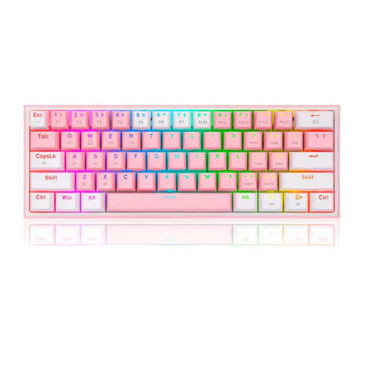 TECLADO GAMING RGB REDRAGON FIZZ PRO K616 MECÁNICO INALÁMBRICO BLUETOOTH INGLÉS SWITCH ROJO ROSADO / BLANCO