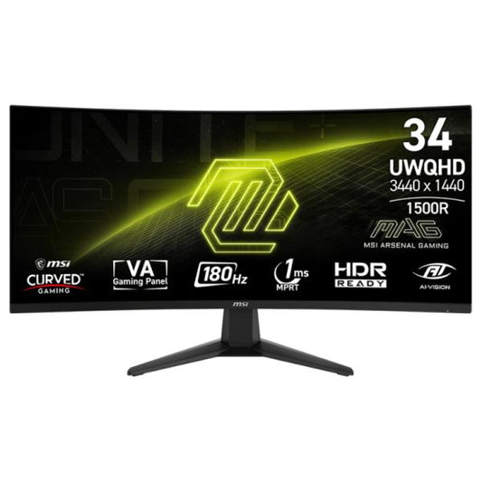 MONITOR GAMING MSI MAG 346CQ 34" CURVO 3440 X 1440 180 HZ  ANTI-GLARE  HDMI Y DP  9S6-3DD71M-004 NEGRO