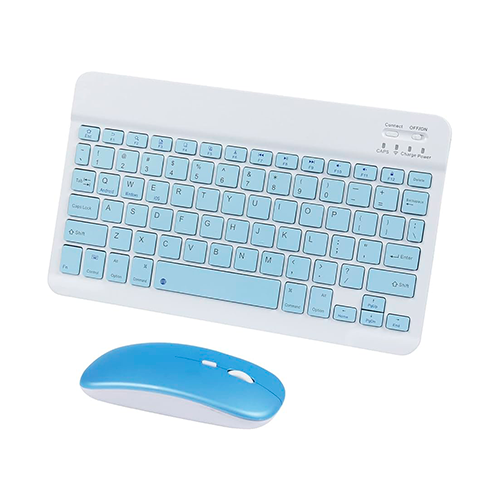 SET TECLADO MOUSE INALAMBRICO CELESTE