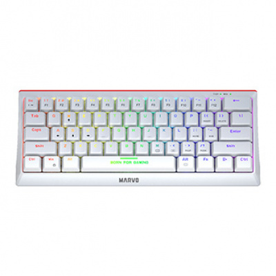 TECLADO LINEA PRO GAMING KG962G MARVO EN-R BLANCO