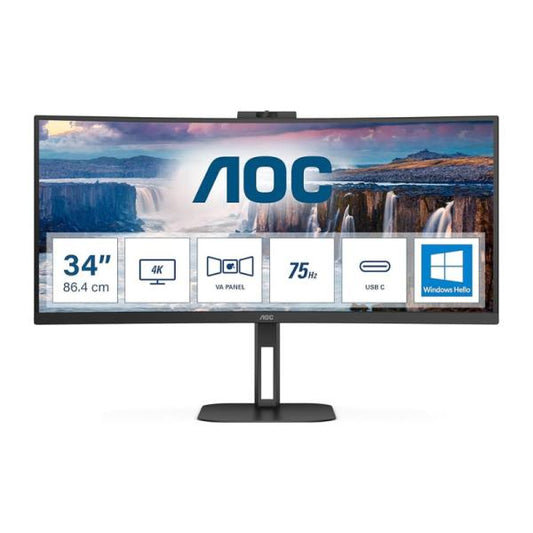 MONITOR 34" AOC CU34V5CW FHD 1920 × 1080 100HZ HDMI USB CURVED BLACK