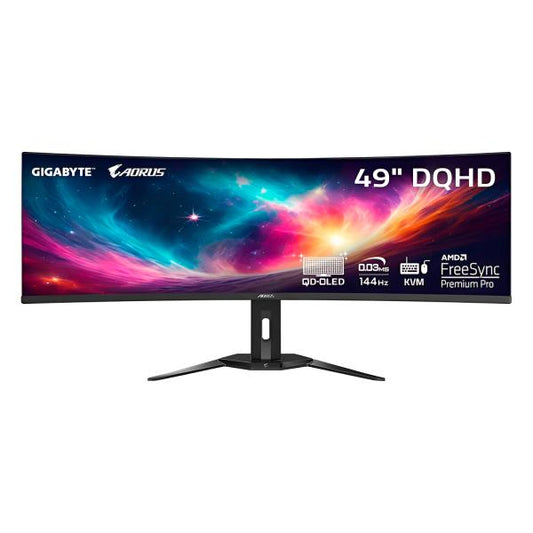 MONITOR GAMING 49" GIGABYTE AORUS CO49DQ SA OLED FHD 5120X1440 0.03MS GT 144HZ 5K IPS FREESYNC PREMIUM PRO ULTRAWIDE ALTURA AJUSTABLE KVM HDMI DP TYPE-C CURVO NEGRO CO49DQ SA