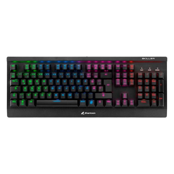 TECLADO GAMING RGB SHARKOON SKILLER SGK3 MECÁNICO ALÁMBRICO USB INGLÉS SWITCH ROJO 4044951019922 NEGRO