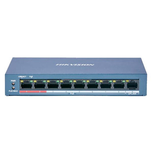 SWITCH HIKVISION 8 PUERTOS FAST ETHERNET UNMANAGED POE DS-3E0109P-E(C) 301801294