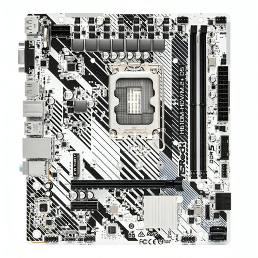 TARJETA MADRE ASROCK H610M-HDV/M.2+ D5 LGA1700 MICRO-ATX DDR5 MB-H610MHDVM2D5 BLANCO