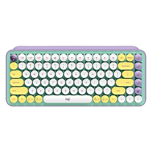 TECLADO LOGITECH POP KEYS MECÁNICO INALÁMBRICO BLUETOOTH ESPAÑOL SWITCH CAFÉ 920-010714 LILA / MENTA