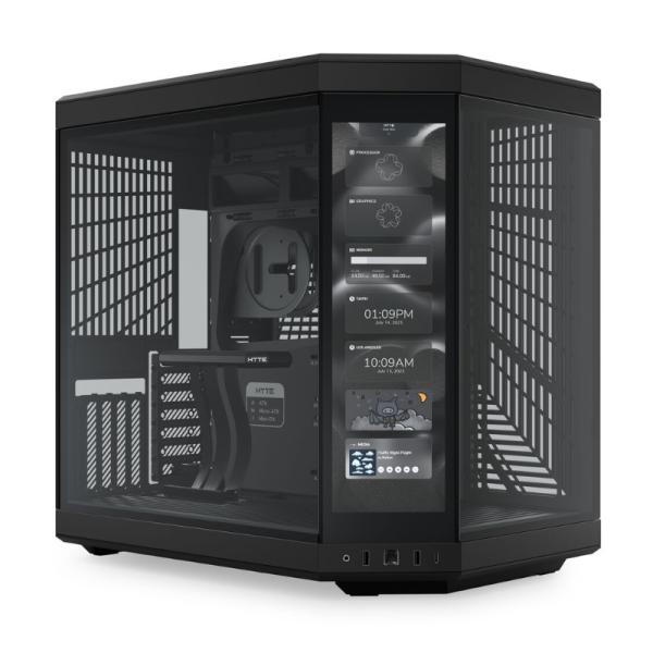 CASE GAMING HYTE Y70 GEN 1 MID TOWER SIN VENTILACIÓN CON VIDRIO FRONTAL Y LATERAL Y PANTALLA TOUCH LCD 4K  CS-HYTE-Y70-B-L NEGRO