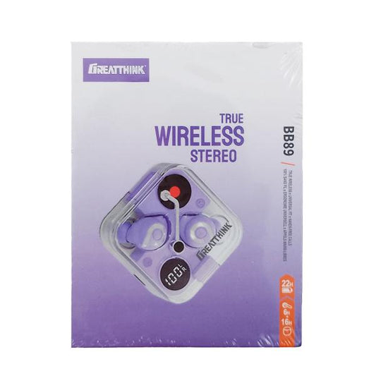 AUDIFONOS MANOS LIBRES BLUETOOTH BB89 GREATTHINK MORADO