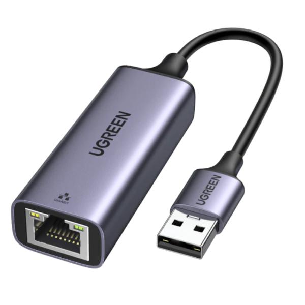 ADAPTADOR DE RED UGREEN CM209 USB-A A RJ45 ETHERNET 1000MBPS 50922 GRIS