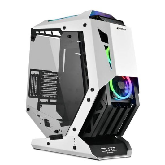 CASE GAMING RGB SHARKOON ELITE SHARK CA700 FULL TOWER VENTILADORES 5 DE 120MM CON VIDRIO LATERAL PANORÁMICO 4044951032112 NEGRO / BLANCO