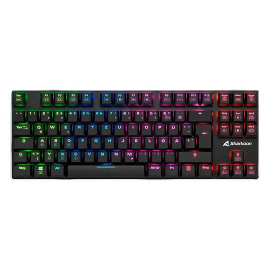 TECLADO GAMING RGB SHARKOON PUREWRITER TKL MECÁNICO USB INGLÉS SWITCH AZUL 4044951021529 NEGRO