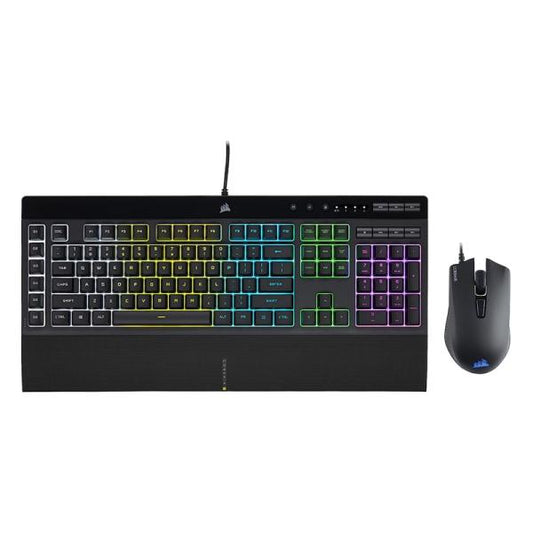 TECLADO Y MOUSE GAMING RGB CORSAIR K55 RGB PRO + HARPOON ALÁMBRICO USB CH-9226865-SP NEGRO