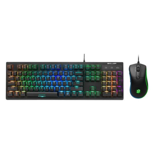 TECLADO Y MOUSE GAMING RGB SHARKOON SGB30 ALÁMBRICO USB INGLÉS 4044951033485 NEGRO