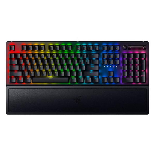 TECLADO GAMING RGB RAZER BLACKWIDOW V3 PRO MECÁNICO INALÁMBRICO BLUETOOTH INGLÉS SWITCH VERDE RZ03-03530200-R3U1 NEGRO