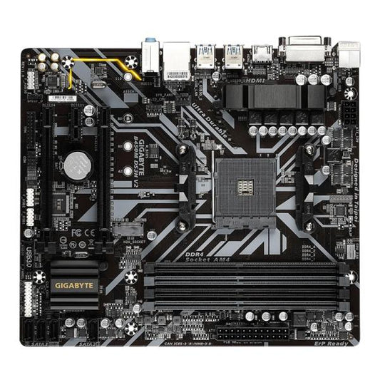 TARJETA MADRE GIGABYTE B450M DS3H V2 AM4 MICRO-ATX DDR4 B450MDS3HV2 NEGRO