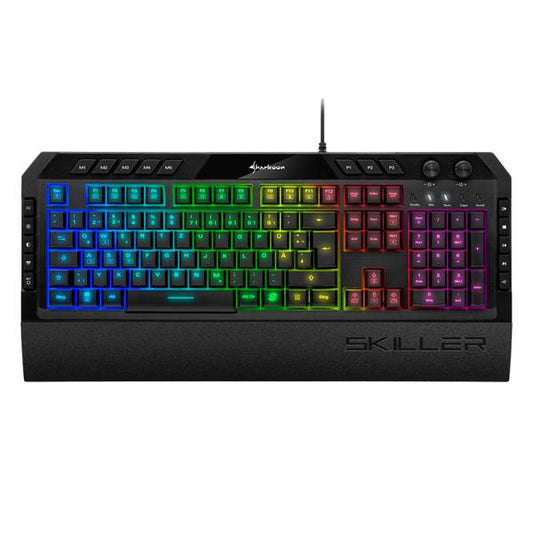 TECLADO GAMING RGB SHARKOON SKILLER SGK5 MEMBRANA ALÁMBRICO USB INGLÉS 4044951020485 NEGRO