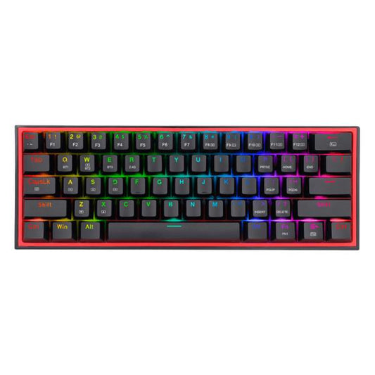 TECLADO GAMING RGB REDRAGON FIZZ PRO K616 MECÁNICO INALÁMBRICO BLUETOOTH INGLÉS SWITCH ROJO NEGRO