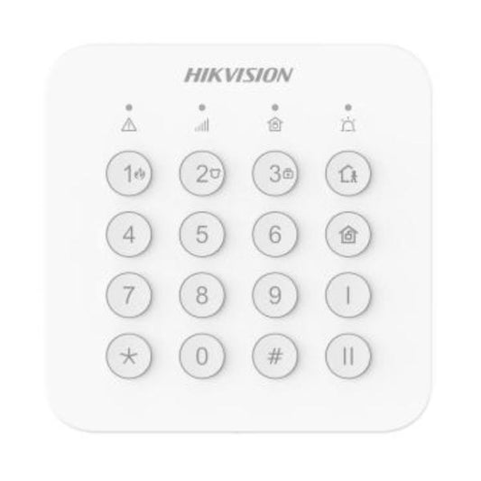 TECLADO PARA ALARMA INALAMBRICO HIKVISION DS-PK201B-WB(O-STD) 433.1-433.7 MHZ CORRIENTE MAXIMA 190 MA ALCANCE DE HASTA 1000M 302402336 BLANCO