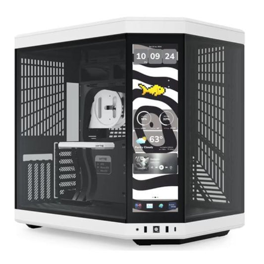 CASE GAMING HYTE Y70 TOUCH INFINITE MID TOWER SIN VENTILACIÓN INCLUIDA CON PANTALLA TÁCTIL DE 14.5" GEN 2  CS-HYTE-Y70TI-WB BLANCO/NEGRO