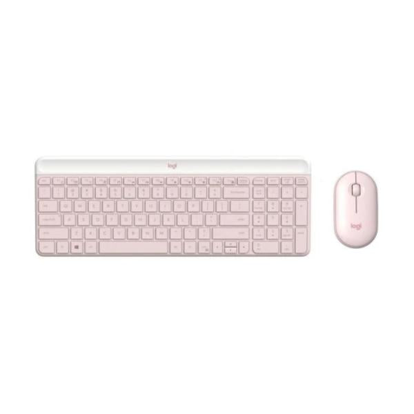 TECLADO Y MOUSE LOGITECH  MK470 SLIM COMBO MEMBRANA INALÁMBRICO 2.4 GHZ INGLÉS 920-011313 ROSADO