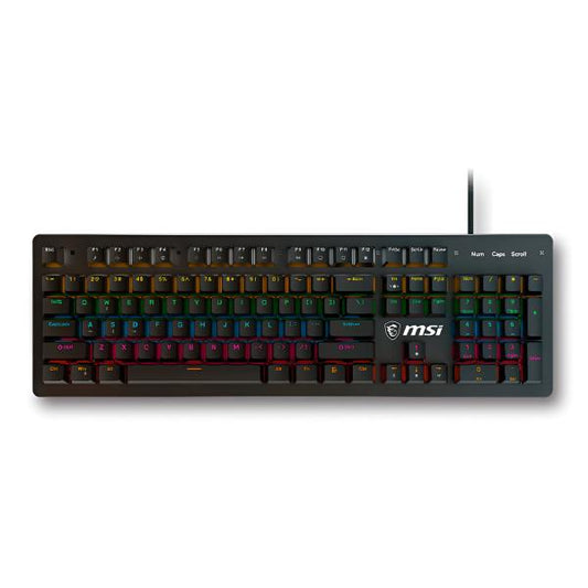 TECLADO GAMING RGB MSI FORCE GK300 MECÁNICO ALÁMBRICO USB INGLÉS SWITCH AZUL S11-04US20P-HH9 NEGRO