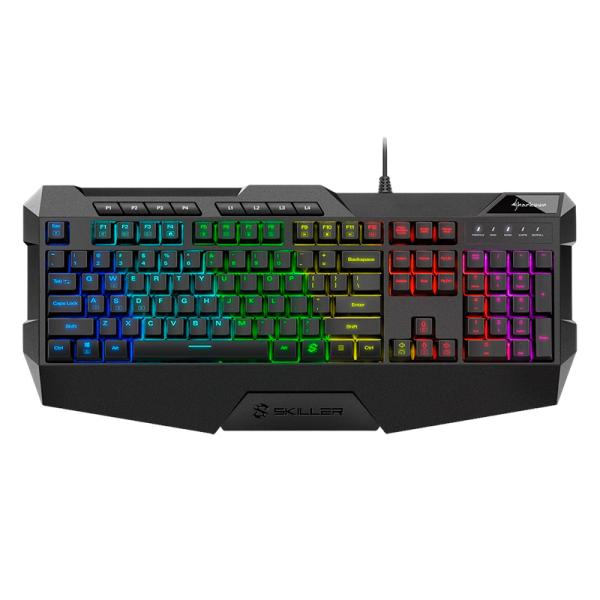 TECLADO GAMING RGB SHARKOON SKILLER SGK4 MEMBRANA ALÁMBRICO USB INGLÉS 4044951020478 NEGRO