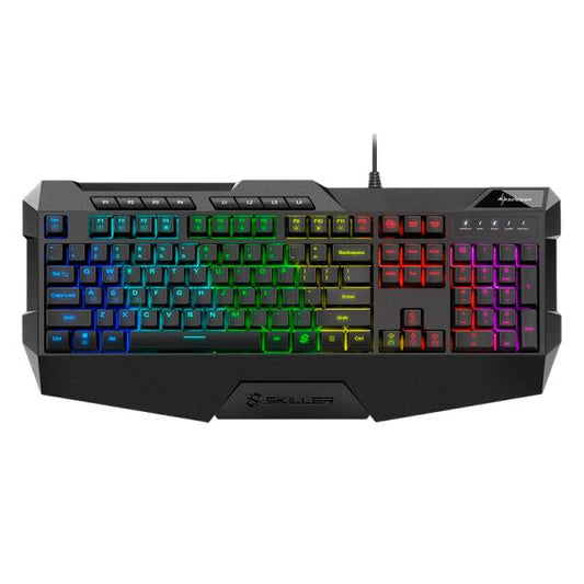 TECLADO GAMING RGB SHARKOON SKILLER SGK4 MEMBRANA ALÁMBRICO USB INGLÉS 4044951020478 NEGRO