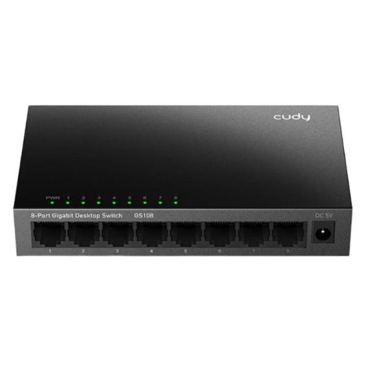 SWITCH CUDY GS108 4.0  8 PUERTOS GIGABIT ETHERNET 170 M GIGABIT NO ADMINISTRABLE NEGRO