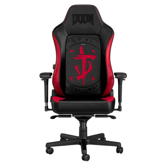 SILLA  GAMING NOBLECHAIRS  HERO EDICIÓN DOOM CUERO SINTÉTICO RESPIRABLE NBL-HRO-PU-DET NEGRO/ROJO