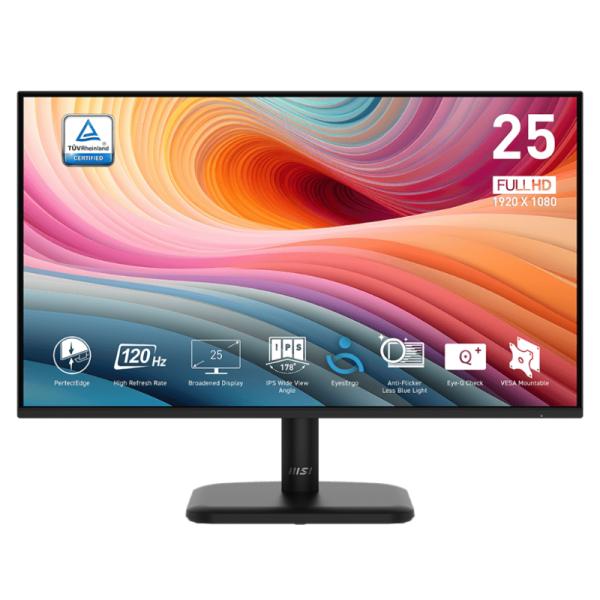 MONITOR GAMING MSI PRO MP251L E2 24.5" PLANO 1920 X1080 120 HZ ANTI-GLARE HDMI Y VGA 9S6-3PD2CM-021 NEGRO