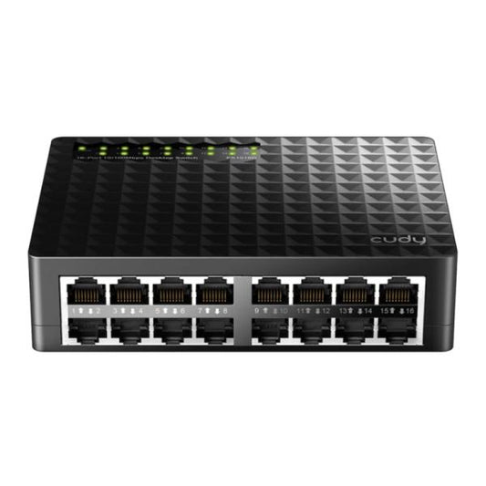 SWITCH  CUDY  FS1016D 1.0  16 PUERTOS RJ45  10/100 MBPS  NO ADMINISTRABLE NEGRO
