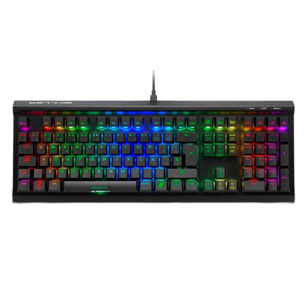 TECLADO GAMING RGB SHARKOON SKILLER SGK60 MECÁNICO ALÁMBRICO USB ESPAÑOL SWITCH MARRÓN 4044951033539 NEGRO