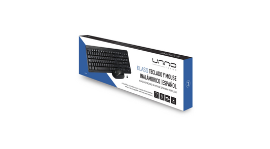 TECLADO Y MOUSE UNNO TEKNO KLASS INALÁMBRICO ESPAÑOL KB6741BK NEGRO