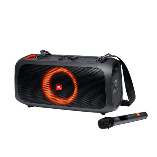 PARLANTE JBL PARTYBOX ON THE GO 100W BLUETOOTH A PRUEBA DE SALPICADURAS CON MICROFONO JBLPARTYBOXGOBAM NEGRO